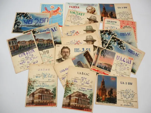 19x Amateur Funkkarte Dark QSL Manager Funk USSR Russland 1940/50er Jahre