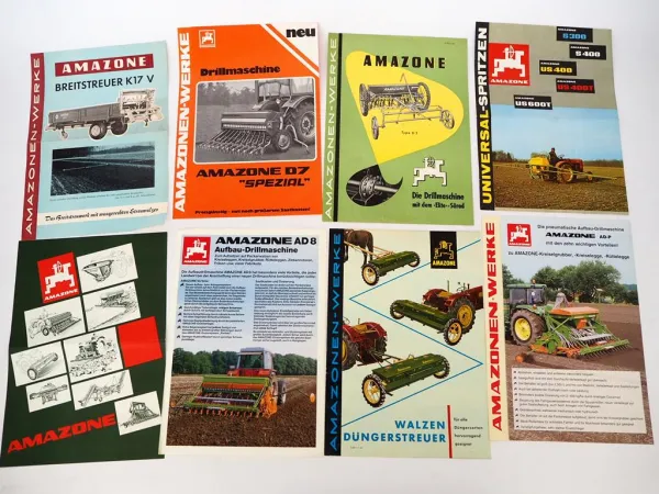 19x Original Prospekt Amazone Landtechnik 1960/90er Jahre Düngerstreuer Spritzen