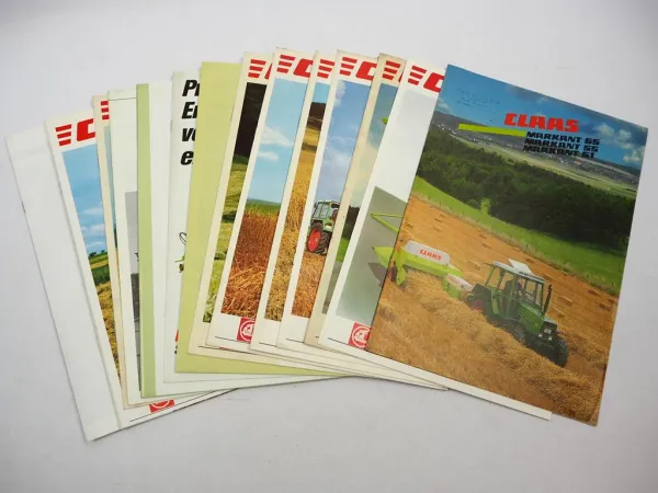 19x Original Prospekt Claas Landtechnik Mähdrescher Häcksler Presse 1970/90er J.