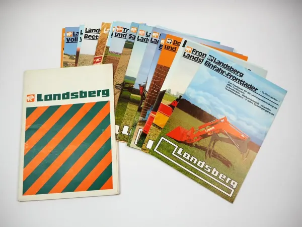 19x Original Prospekt Landsberg Landtechnik Pflug Anbaugeräte 1980er Jahre