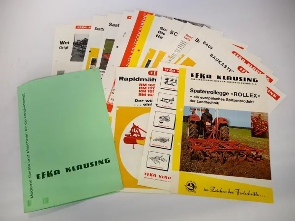 19x Original Prospekt Mappe Efka Klausing Landtechnik 1970er Jahre