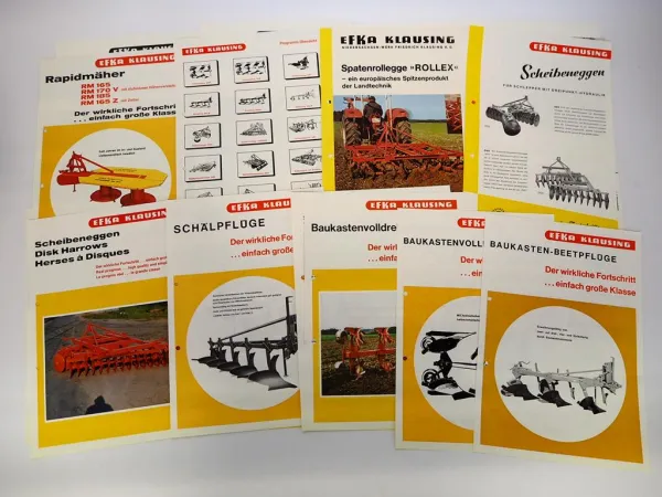 19x Original Prospekt Mappe Efka Klausing Landtechnik 1970er Jahre