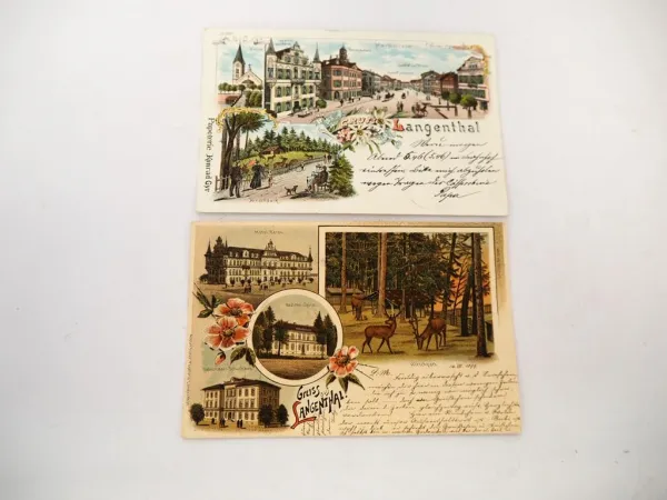 2 AK Litho Langenthal Schweiz 1899 Spital Gasthof Hotel Schule