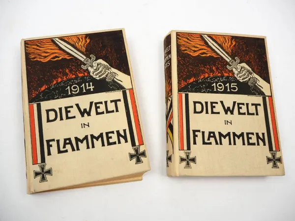 2 Bände Die Welt in Flammen 1914/15 A. Armin Illustrierte Kriegs-Chronik WK1