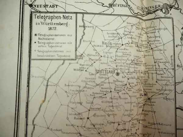 2 Landkarten Württemberg 1870/1906 L. Rachel Schulkarte