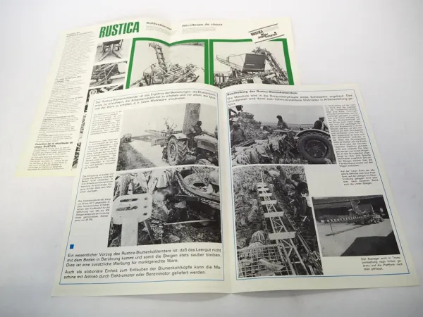 2 Original Prospekte Brochure Rustica Bleinroth Blumenkohlernter 09/1974