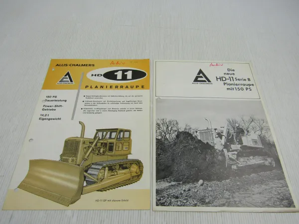 2 Prospekte Allis Chalmers HD11 EP und HD-11 Serie B Planierraupe 150 PS 1971