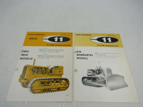 2 Prospekte Allis Chalmers HD11 HD-11 E EP EC Planierraupe 1964