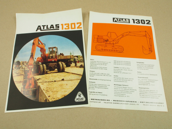 2 Prospekte Atlas AB 1302 Mobil- und Raupenbagger von 6/1970