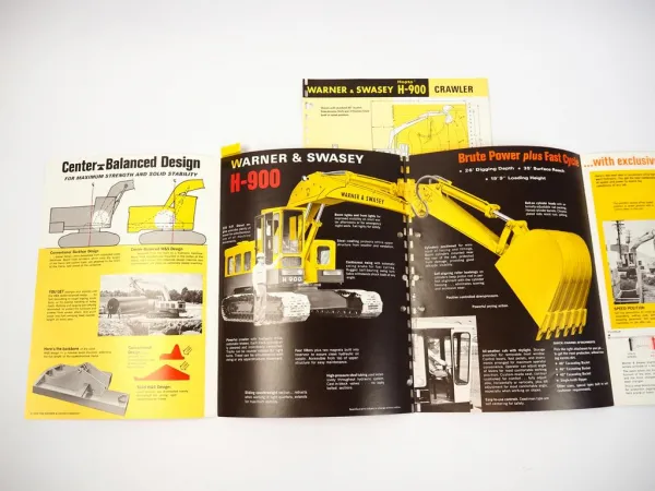 2 Prospekte Brochures Warner & Swasey H-900 Hopto Hydraulic Backhoe 1968/69