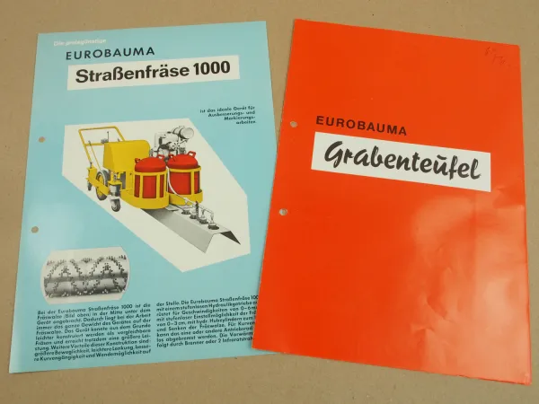 2 Prospekte Eurobauma Hamburg Straßenfräse 1000 Grabenteufel 800 1200 - 3000