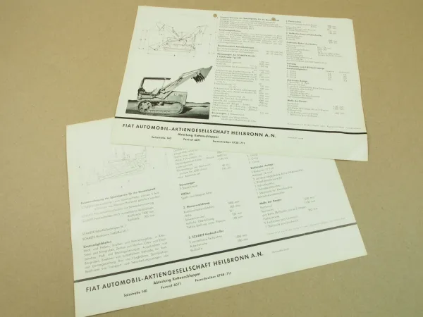 2 Prospekte Fiat 40CA Planierraupe 40 PS mit Schaeff Überkopflader Duo Lader