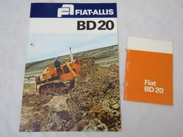 2 Prospekte Fiat Allis BD20 Laderaupen mit technischen Angaben um 1973