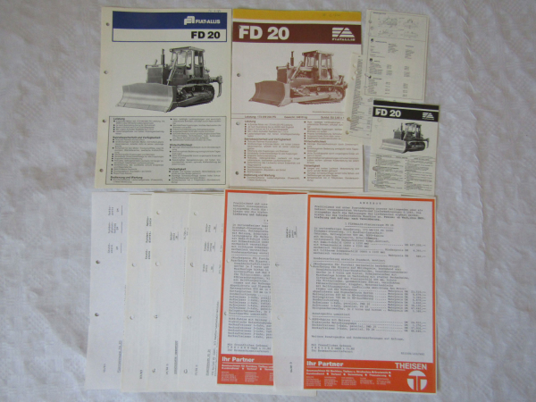 2 Prospekte Fiat-Allis Fiatallis FD20 um 1986 Raupe Angebot Preisliste Daten
