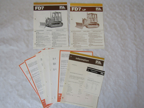 2 Prospekte Fiat-Allis Fiatallis FD7 LP Planierraupe Angebot Preise 80er Jahre