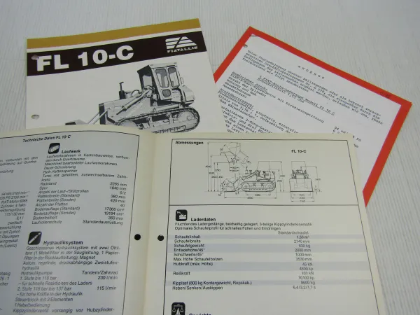 2 Prospekte Fiat Allis FL10C FL10-C Laderaupe technische Daten Angebot