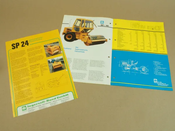 2 Prospekte Ingersoll Rand SP24 SP42 SP54 und SP60 Vibrations Walzenzüge 1970/80