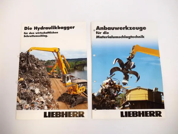 2 Prospekte Liebherr A316 - R974C Hydraulikbagger Anbauwerkzeuge Übersicht 2007