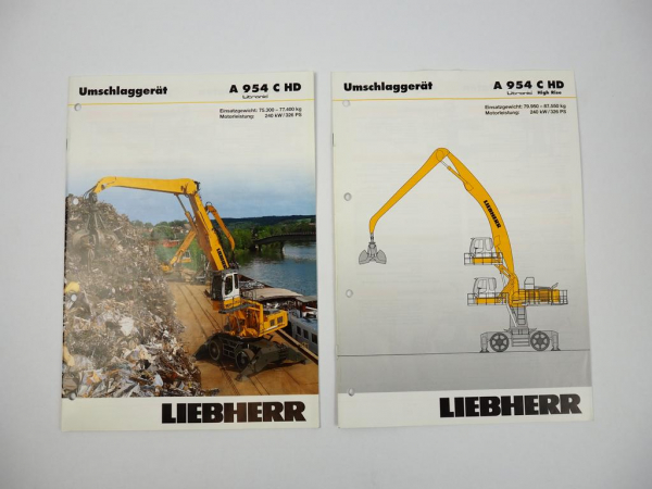 2 Prospekte Liebherr A954CHD Litronic Umschlaggerät Technische Beschreibung 2007