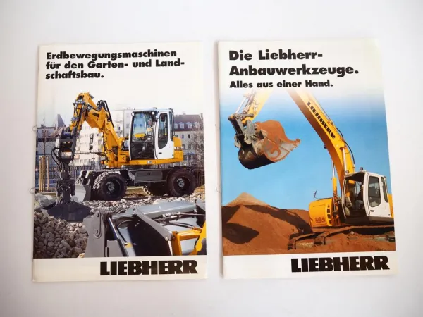 2 Prospekte Liebherr Erdbewegungsmaschinen + Anbauwerkzeuge 2006/08