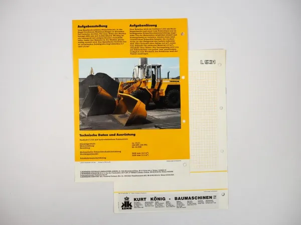 2 Prospekte Liebherr L531 Radlader Techn. Beschreibung + Einsatz 1989/88