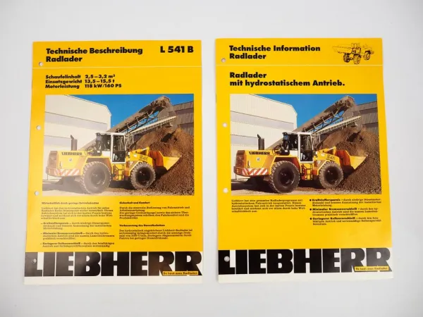 2 Prospekte Liebherr L541B Radlader Technische Beschreibung 1994/95