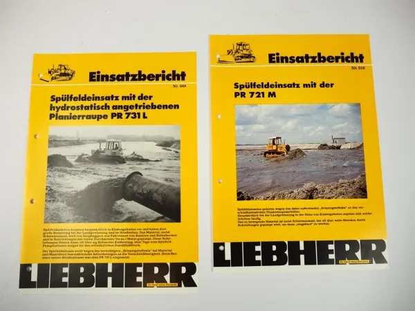 2 Prospekte Liebherr PR721M PR731L Planierraupe Einsatzbericht 1977