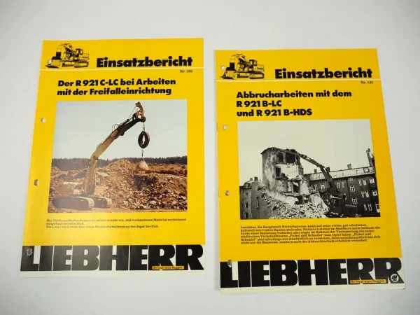 2 Prospekte Liebherr R921 Hydraulikbagger Einsatzbericht Abbruch 1976/77