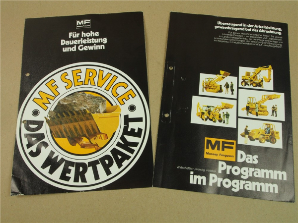2 Prospekte Massey Ferguson MF 911 50B 200 W250C Baumaschinen Programm 1978