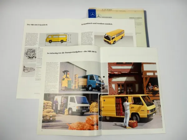 2 Prospekte Mercedes Benz MB100D Transporter 1988 + Angebot
