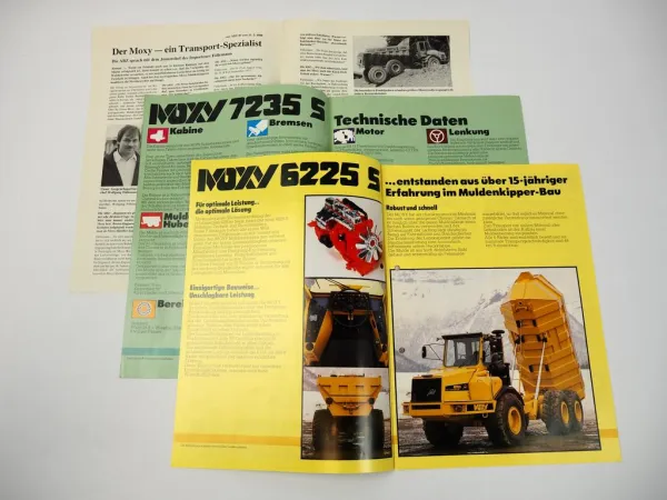 2 Prospekte Moxy 6225S 7235S Muldenkipper + Sonderdruck 1988