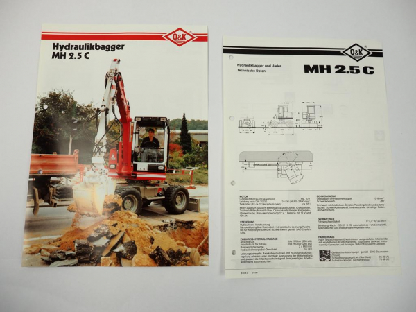 2 Prospekte O&K MH2.5 C Hydraulikbagger 1990/91