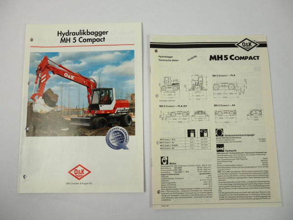 2 Prospekte O&K MH5 Compact Hydraulikbagger 1995
