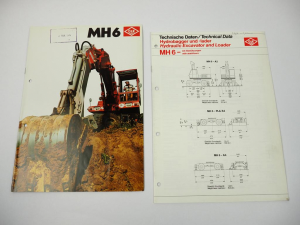 2 Prospekte O&K MH6 Hydraulikbagger Lader 1978/79