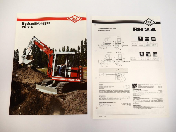 2 Prospekte O&K RH 2.4 Hydraulikbagger Kettenbagger 1991