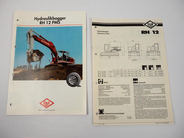 2 Prospekte O&K RH12 PMS Hydraulikbagger 1993/95