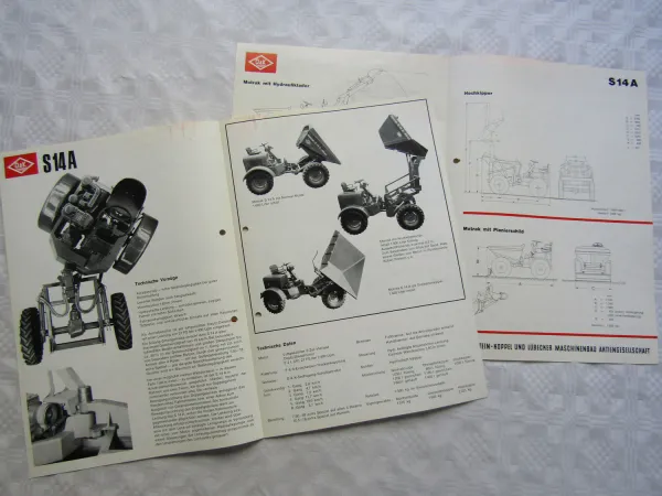2 Prospekte O&K S14A Allrad Motrak Muldenkipper 3-Seiten-Kipper 1966/68 + Angebo