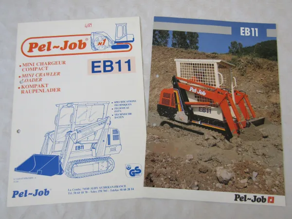 2 Prospekte Pel-Job EB11 Kompaktlader Raupenlader um 1988