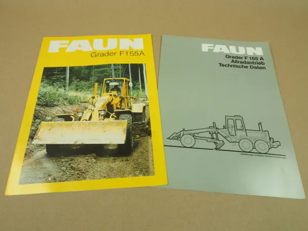 2 Prospekte Technische Daten FAUN F155 A Grader 1982