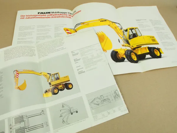 2 Prospekte Technische Daten FAUN FM1025 FM1014 Bagger von 1982/85