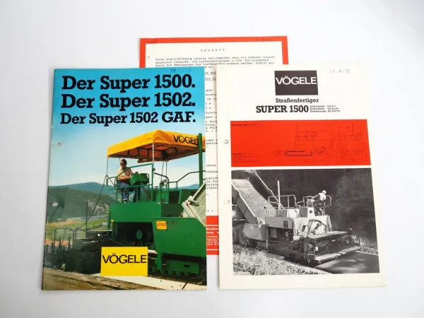 2 Prospekte Vögele Super 1500 1502 Straßenfertiger + Angebot 1979/80