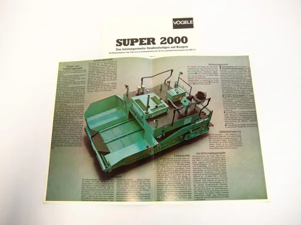 2 Prospekte Vögele Super 2000 Straßenfertiger 1974