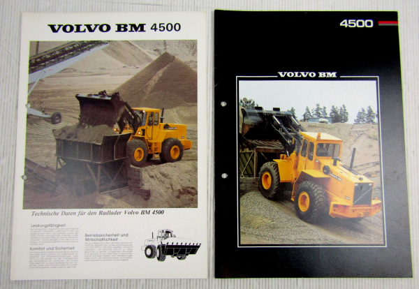 2 Prospekte Volvo BM 4500 Radlader von 1980 und 1984