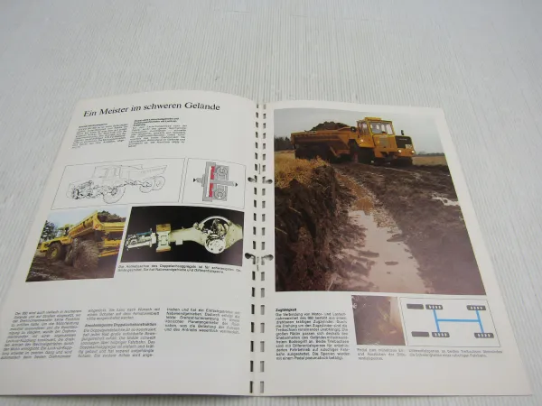 2 Prospekte Volvo BM 860 Dumper für schwieriges Gelände und Schwerstarbeit 1974