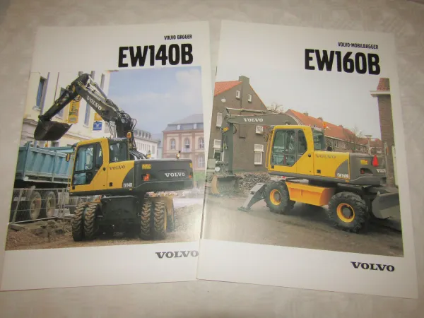 2 Prospekte Volvo EW140B EW160B Bagger von 2003/2004