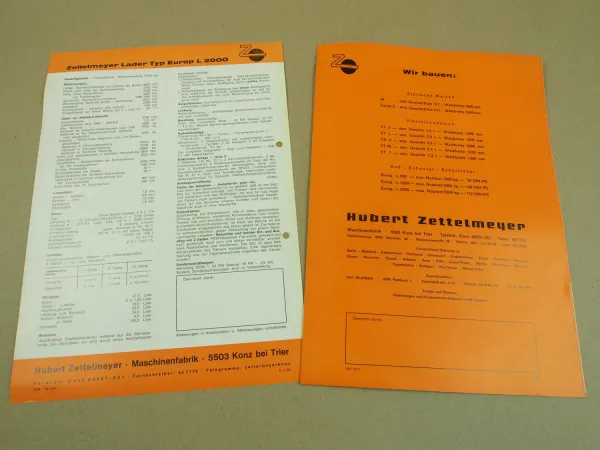 2 Prospekte Zettelmeyer L2000 Europ Lader 1965/1966
