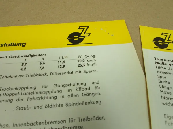 2 Prospekte Zettelmeyer L501 S3 mit Ausstattung und Preisangebot 1960/63