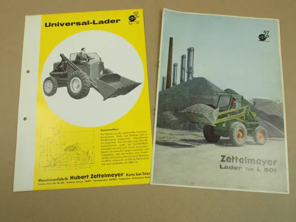 2 Prospekte Zettelmeyer L501 Universal Lader 1960/63