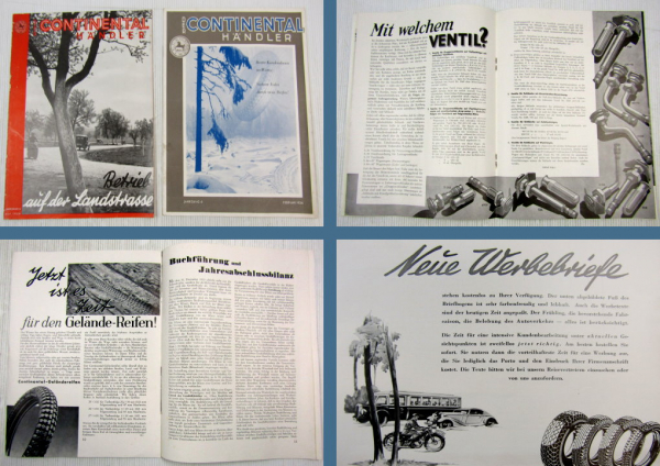 2 Zeitschriften Der Continentalhändler Reifen Februar und Mai 1934