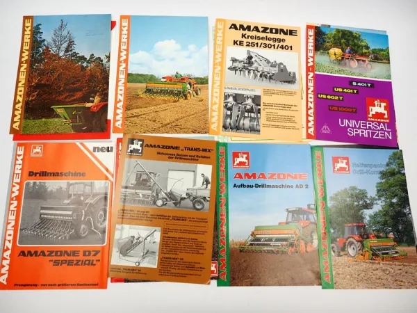 20x Original Prospekt Amazone Landtechnik 1970/90er Jahre Drillmaschinen Spritzen